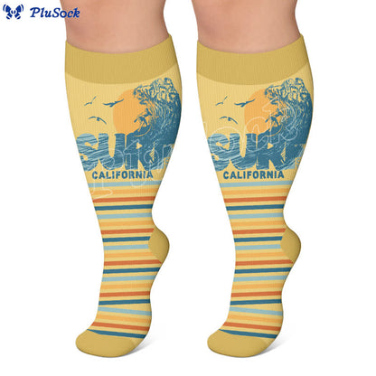Plus Size Surf Stripe Kompressionsstrümpfe - image 3