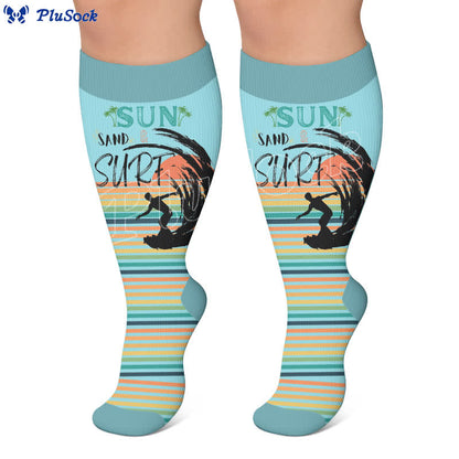 Plus Size Surf Stripe Kompressionsstrümpfe - image 2