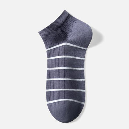 Gestreifte Baumwoll-Knöchelsocken (5 Paar) - Blau - EU39-44 (US6-10) - image 1