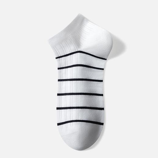 Gestreifte Baumwoll-Knöchelsocken (5 Paar) - Weiß - EU39-44 (US6-10) - image 2