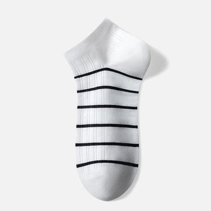 Gestreifte Baumwoll-Knöchelsocken (5 Paar) - Weiß - EU39-44 (US6-10) - image 2