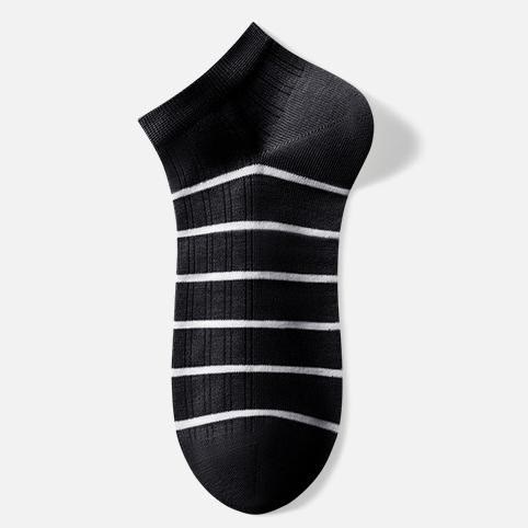Gestreifte Baumwoll-Knöchelsocken (5 Paar) - Schwarz - EU39-44 (US6-10) - image 7