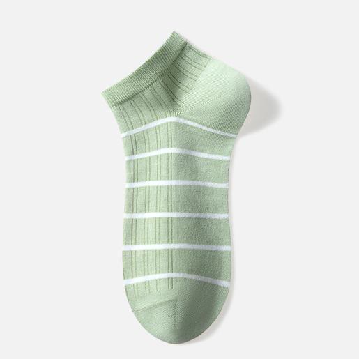 Gestreifte Baumwoll-Knöchelsocken (5 Paar) - Grün - EU39-44 (US6-10) - image 4