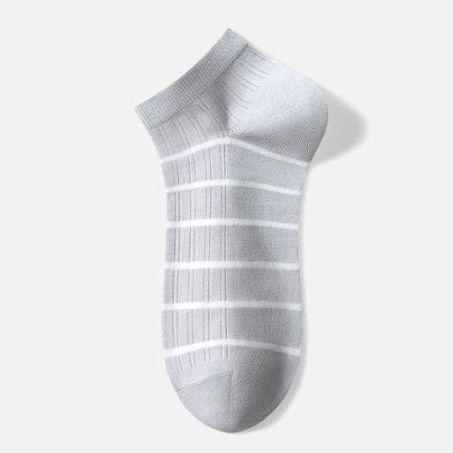 Gestreifte Baumwoll-Knöchelsocken (5 Paar) - Hellgrau - EU39-44 (US6-10) - image 3