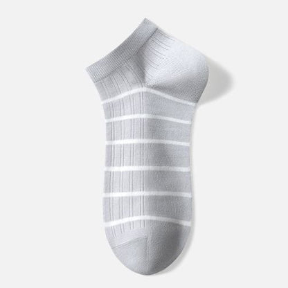 Gestreifte Baumwoll-Knöchelsocken (5 Paar) - Hellgrau - EU39-44 (US6-10) - image 3