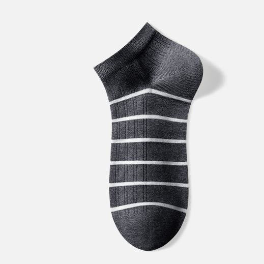 Gestreifte Baumwoll-Knöchelsocken (5 Paar) - Dunkelgrau - EU39-44 (US6-10) - image 5