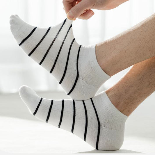 Gestreifte Baumwoll-Knöchelsocken (5 Paar) - image 0