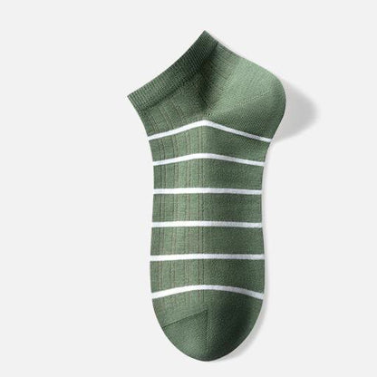 Gestreifte Baumwoll-Knöchelsocken (5 Paar) - Armeegrün - EU39-44 (US6-10) - image 6