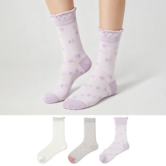 Transparente Viertelsocken mit süßen Punkten (3 Paar) - image 0