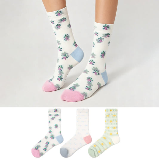 Pastellfarbene, transparente Viertelsocken für den Alltag (3 Paar) - image 0