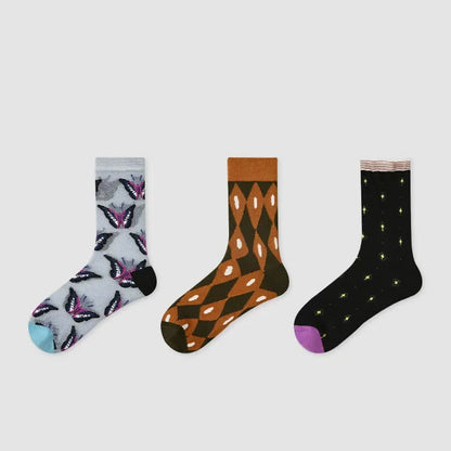 Schmetterlings-Baumwoll-Viertelsocken (3 Paar) - Mehrfarbig - EU35-39 (US2-6) - image 1