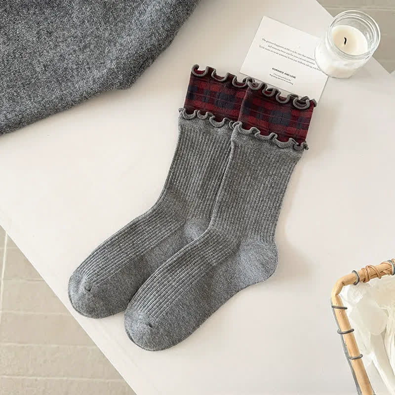 Rüschen-Rippsocken aus Baumwolle (5 Paar) - image 4