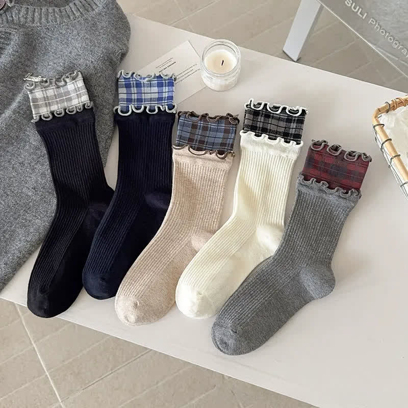 Rüschen-Rippsocken aus Baumwolle (5 Paar) - image 1