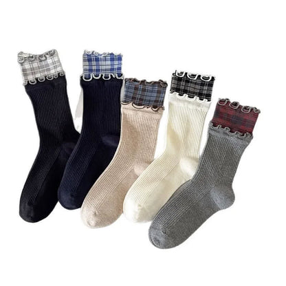 Rüschen-Rippsocken aus Baumwolle (5 Paar) - Mehrfarbig - EU36-44 (US3-10) - image 2