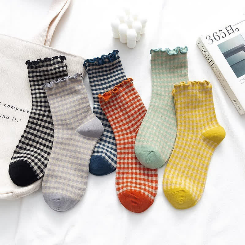 Viertelsocken mit Rüschenkaromuster (6 Paar) - Mehrfarbig - EU35-42 (US2-8,5) - image 4