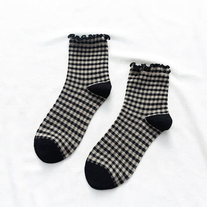 Viertelsocken mit Rüschenkaromuster (6 Paar) - image 9