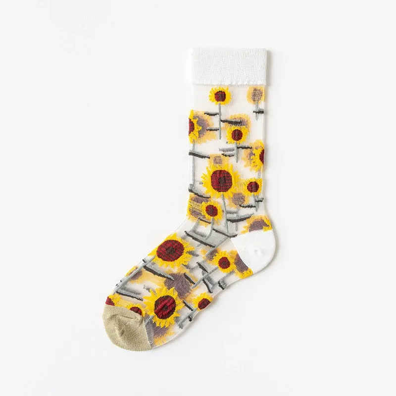 Vintage Flowers Bird Sheer Quarter Socks (4 Paar) - Weiß - EU35-41 (US2-7,5) - image 9