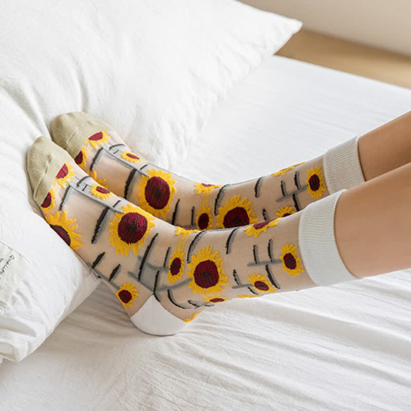 Vintage Flowers Bird Sheer Quarter Socks (4 Paar) - image 2