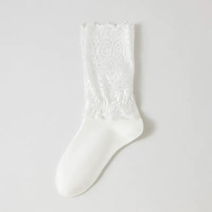 Elegante Viertelsocken aus Spitze (4 Paar) - Weiß - EU35-40 (US2-7) - image 4