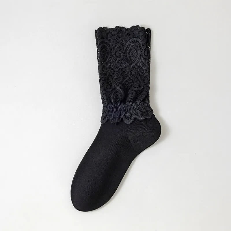 Elegante Viertelsocken aus Spitze (4 Paar) - Schwarz - EU35-40 (US2-7) - image 5