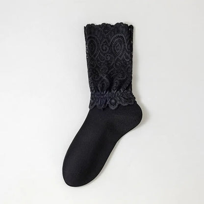 Elegante Viertelsocken aus Spitze (4 Paar) - Schwarz - EU35-40 (US2-7) - image 5