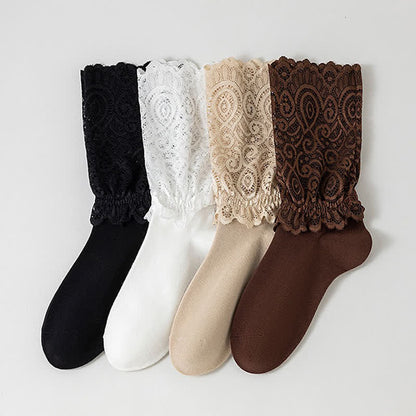 Elegante Viertelsocken aus Spitze (4 Paar) - Mehrfarbig - EU35-40 (US2-7) - image 3