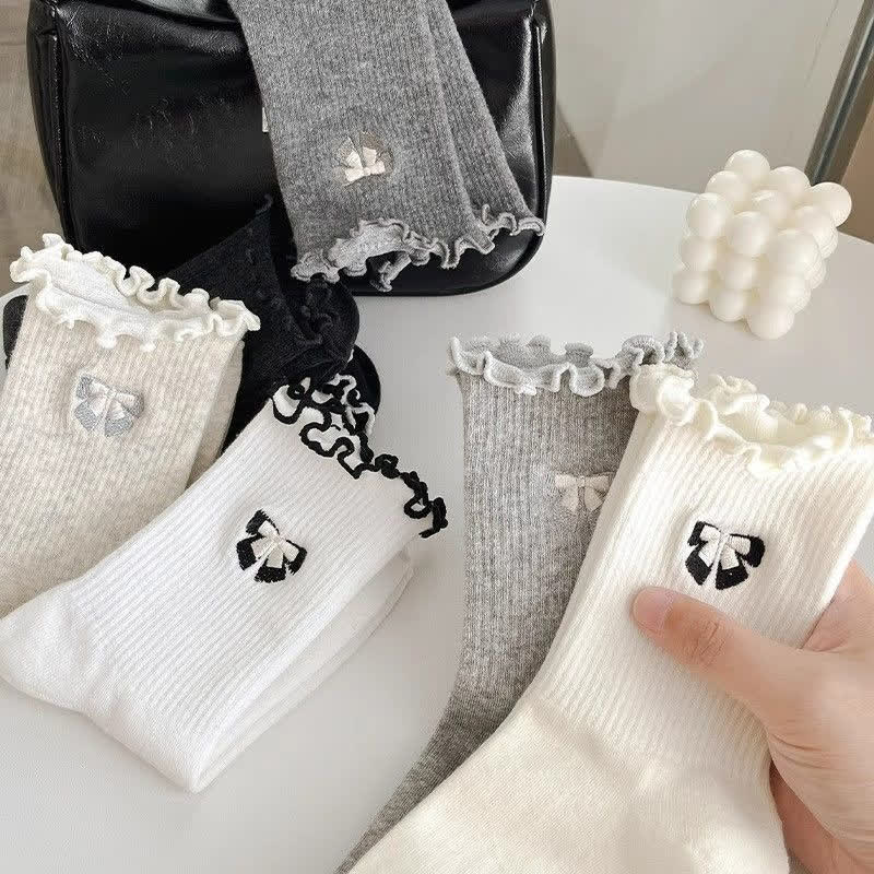 Niedliche Viertelsocken mit Schleifenstickerei (14 Paar) - image 2