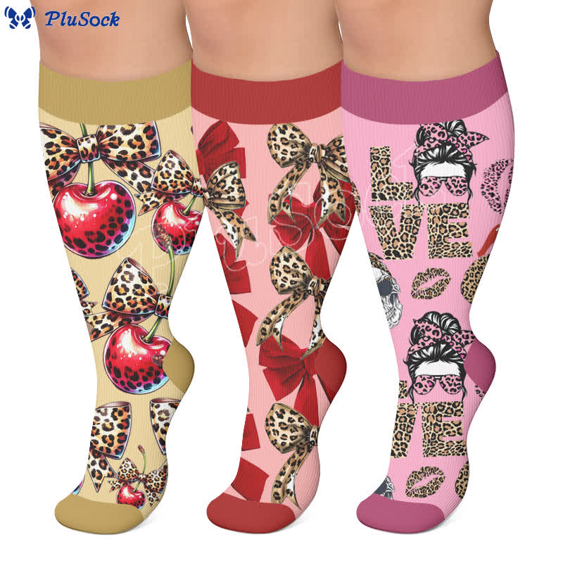 Plus Size Love Leopard Kompressionsstrümpfe - image 0