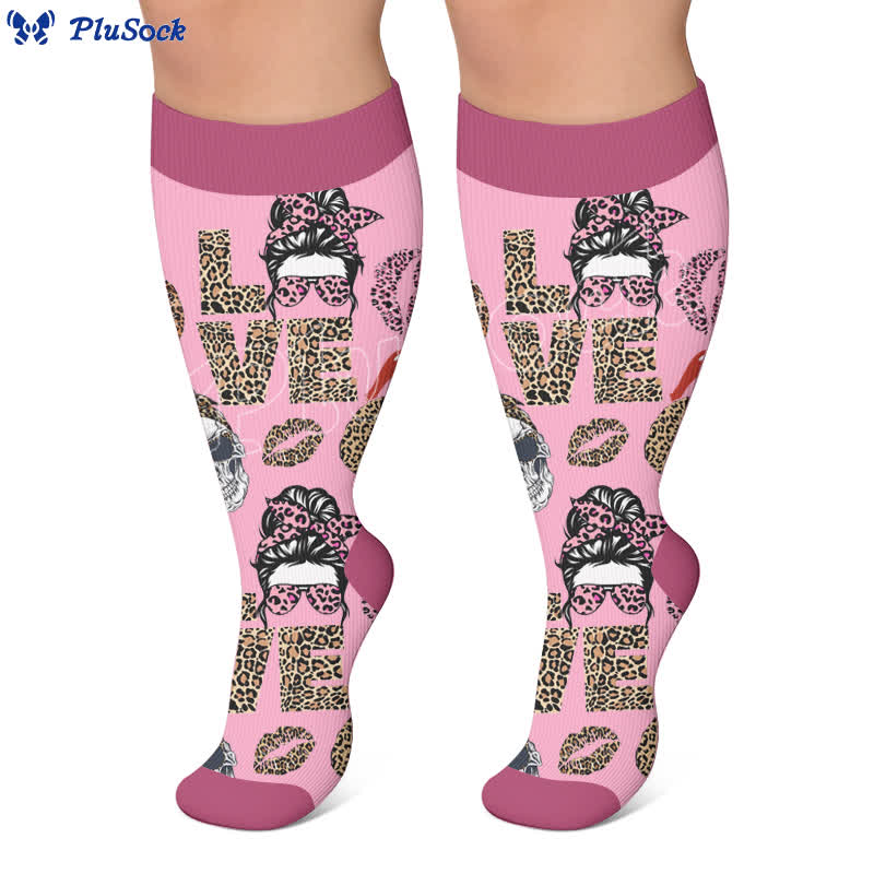 Plus Size Love Leopard Kompressionsstrümpfe - image 4