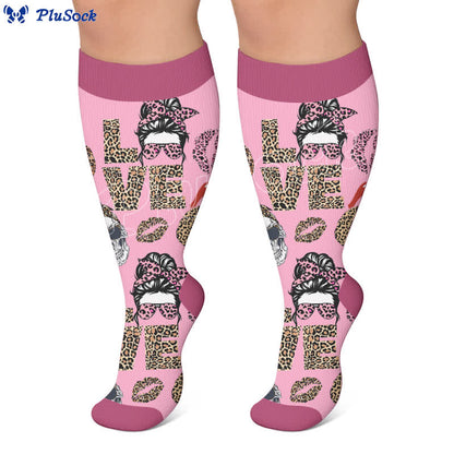 Plus Size Love Leopard Kompressionsstrümpfe - image 4