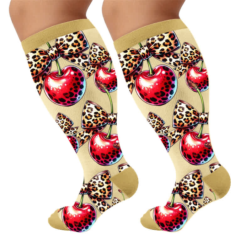 Plus Size Love Leopard Kompressionsstrümpfe - Aprikose (1 Paar) - 4XL - image 5