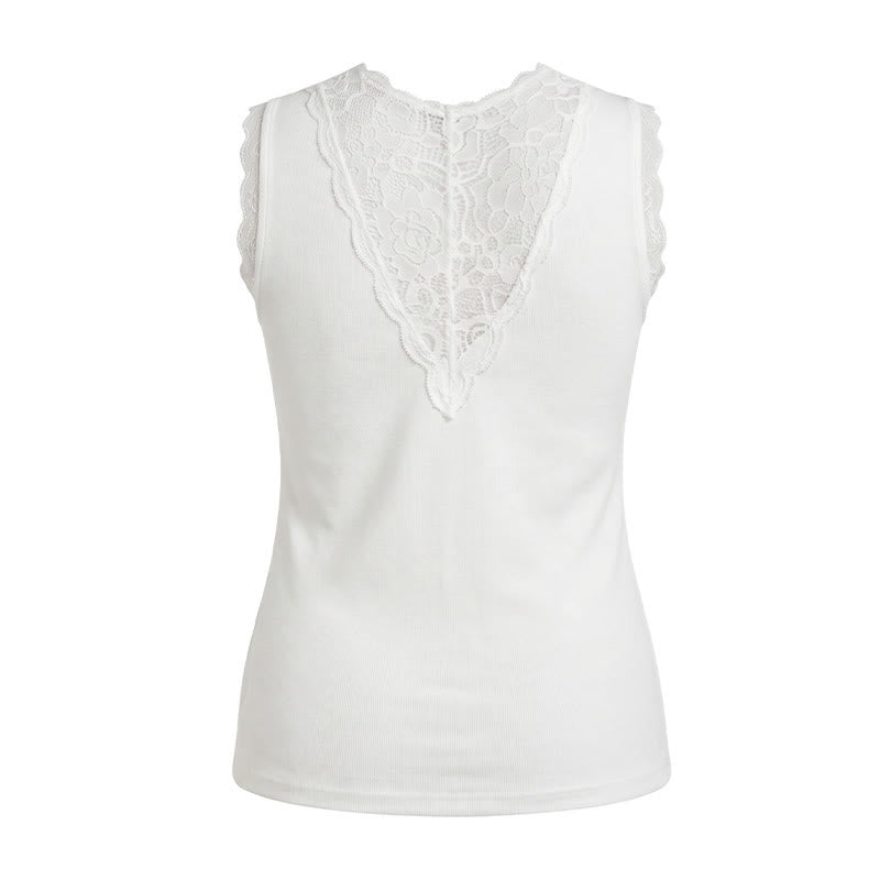Plus Size Spitzen-Tanktop mit V-Ausschnitt - image 8