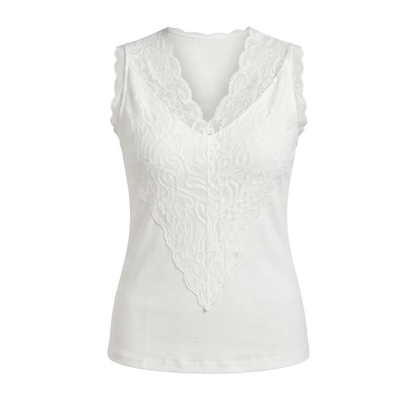 Plus Size Spitzen-Tanktop mit V-Ausschnitt - image 7