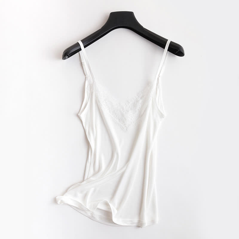 Plus Size Spitzen-Seiden-Tanktop mit Kühlfunktion - Weiß - XXL - image 11