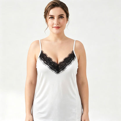 Plus Size Spitzen-Seiden-Tanktop mit Kühlfunktion - image 6