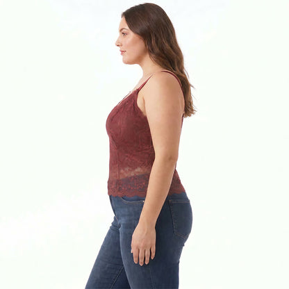 Plus Size Spitzen-Tanktop mit V-Ausschnitt (2-teilig) - image 1