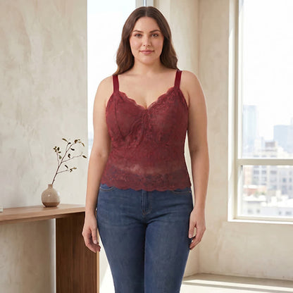 Plus Size Spitzen-Tanktop mit V-Ausschnitt (2-teilig) - image 4