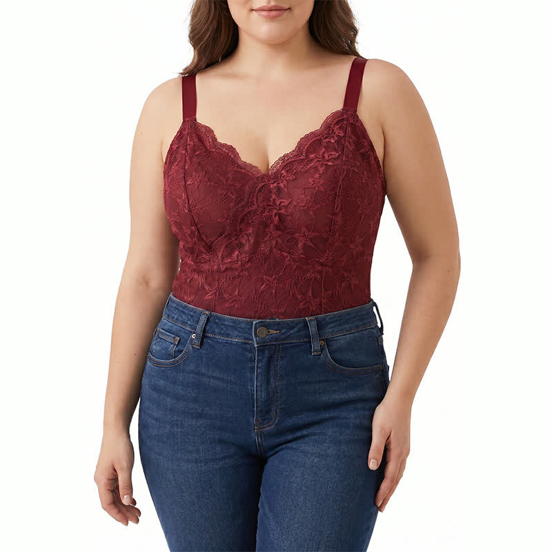 Plus Size Spitzen-Tanktop mit V-Ausschnitt (2-teilig) - image 0