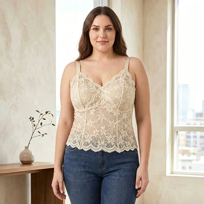 Plus Size Spitzen-Tanktop mit V-Ausschnitt (2-teilig) - image 7