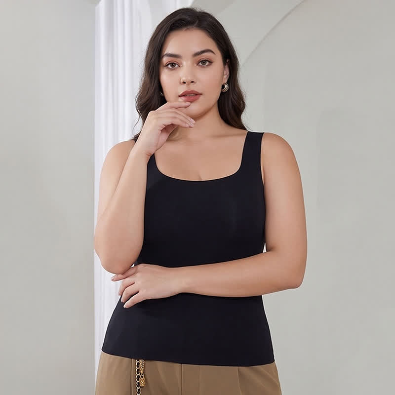 Plus Size Tanktop mit eckigem Ausschnitt und kühlender Wirkung - Schwarz - XXL - image 1