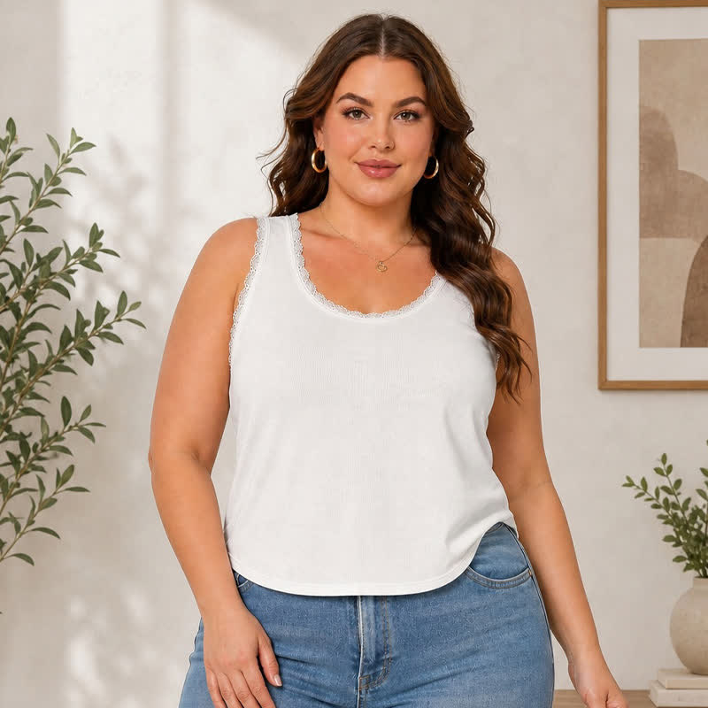 Lässiges Spitzentop in Übergröße - Weiß - 3XL - image 3