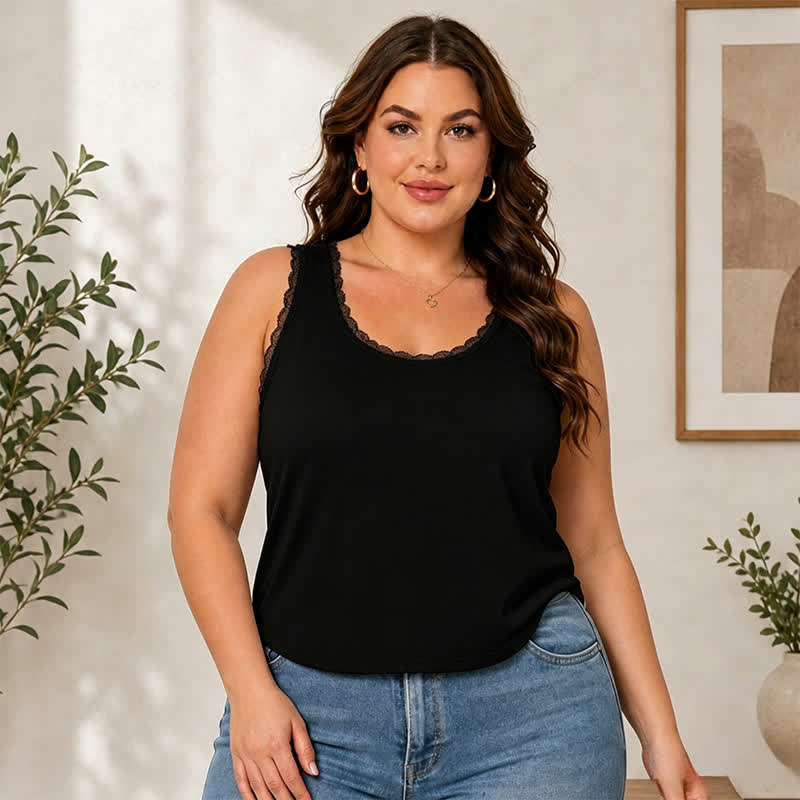 Lässiges Spitzentop in Übergröße - Schwarz - 3XL - image 4