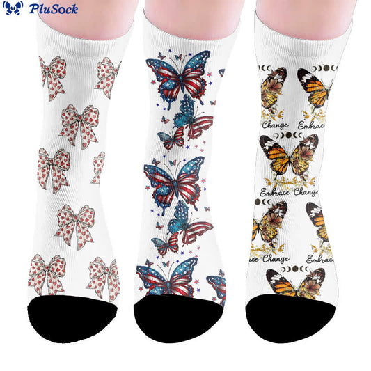 Socken mit Schleifenmotiv und Schmetterlingsmotiv - image 0
