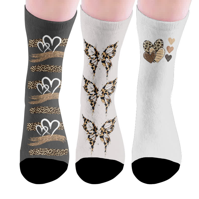 Leoparden-Schmetterlings-Herz-Socken - Mehrfarbig (3 Paare) - EU37-44 (US4-10) - image 10