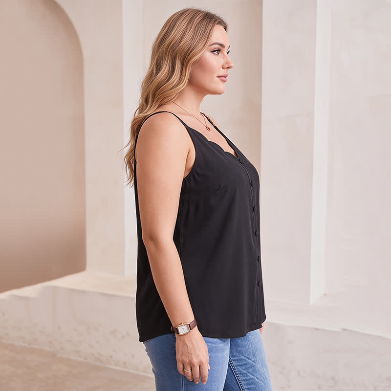 Plus Size Tanktop mit Knopfleiste vorne und V-Ausschnitt (2-teilig) - image 1