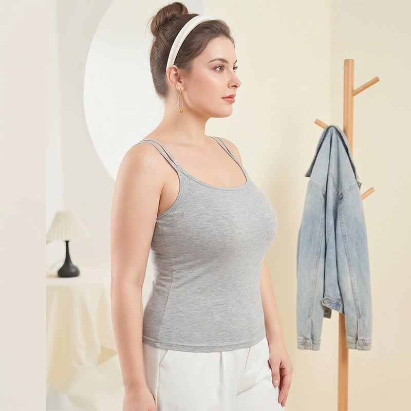 Plus Size Modal Tanktop mit gekreuztem Rückenausschnitt und Lagenlook - image 1