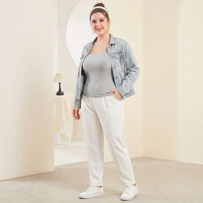 Plus Size Modal Tanktop mit gekreuztem Rückenausschnitt und Lagenlook - image 2
