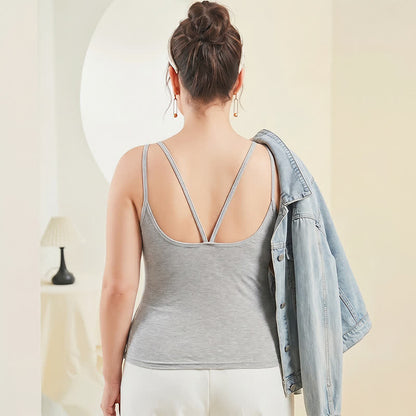 Plus Size Modal Tanktop mit gekreuztem Rückenausschnitt und Lagenlook - Grau - 4XL - image 7