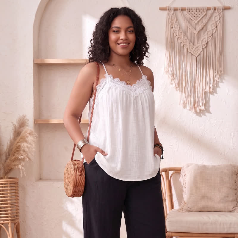 Plus Size Spitzenbesatz-Tanktop - image 2