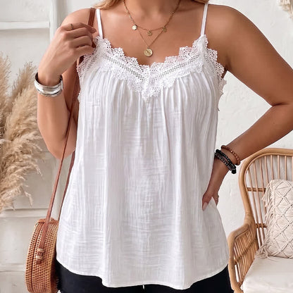 Plus Size Spitzenbesatz-Tanktop - image 0